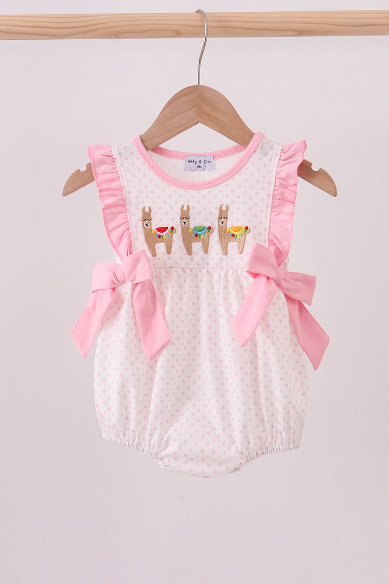 Pink alpaca embroidery ruffle bubble