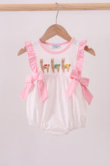 Pink alpaca embroidery ruffle bubble