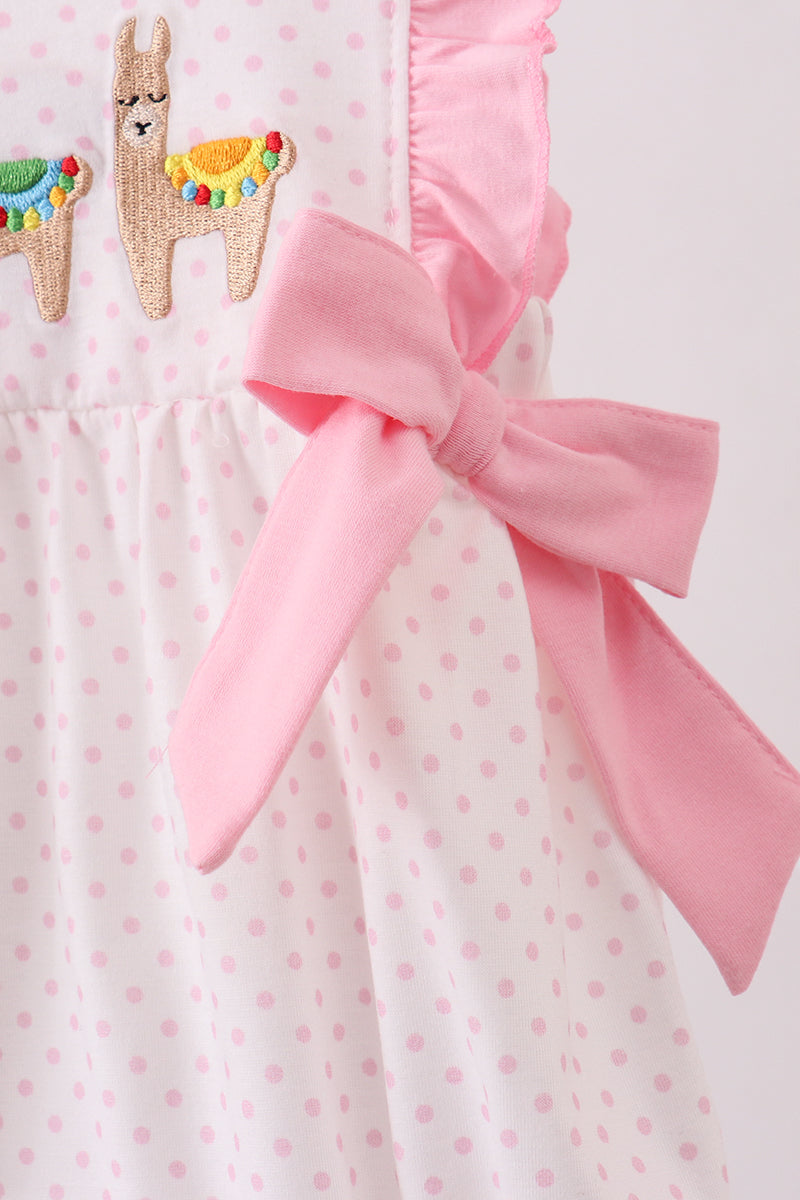 Pink alpaca embroidery ruffle bubble