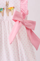 Pink alpaca embroidery ruffle bubble