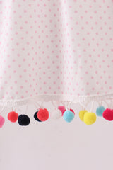 Pink alpaca embroidery ruffle dress