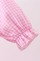 Pink heart smocked gingham romper