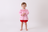 Pink heart smocked gingham bloomer set