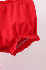 Pink heart smocked gingham bloomer set