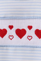 Blue heart smocked stripe top