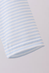 Blue heart smocked stripe top