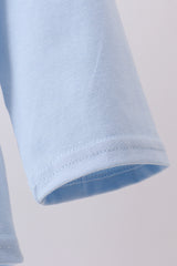 Blue construction embroidery top