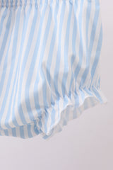 Blue floral I love MAMA smocked ruffle bloomer set