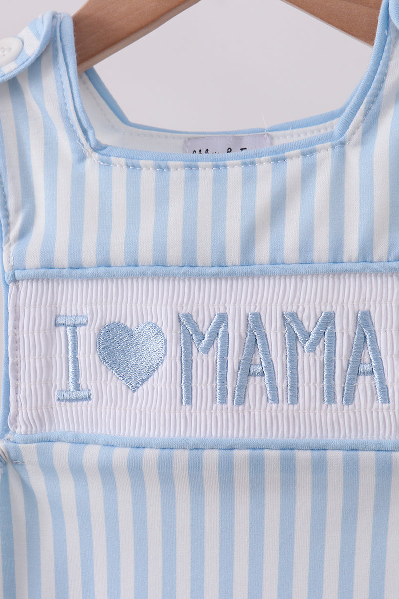 Blue I love MAMA smocked jonjon