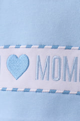 Blue I love MAMA smocked shorts set