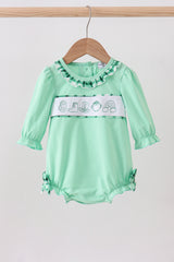 Green embroidery ruffle bubble