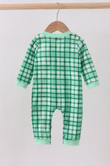 Green parade embroidery gingham romper