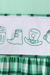Green parade embroidery gingham dress