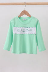 Green parade embroidery top