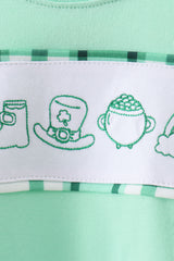 Green parade embroidery top