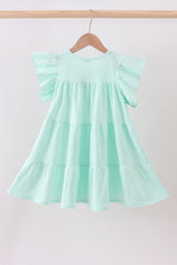Mint clover sequin ruffle tiered dress