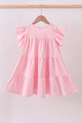 Pink clover sequin ruffle tiered dress