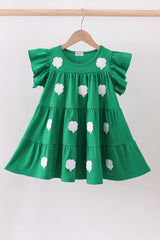 Green clover sequin ruffle tiered dress
