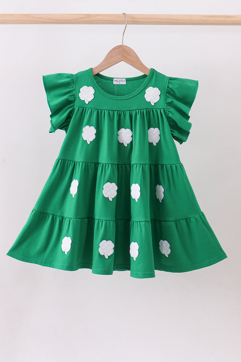 Green clover sequin ruffle tiered dress – Honeydew USA