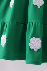 Green clover sequin ruffle tiered dress