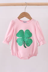 Pink clover glitter ruffle bubble