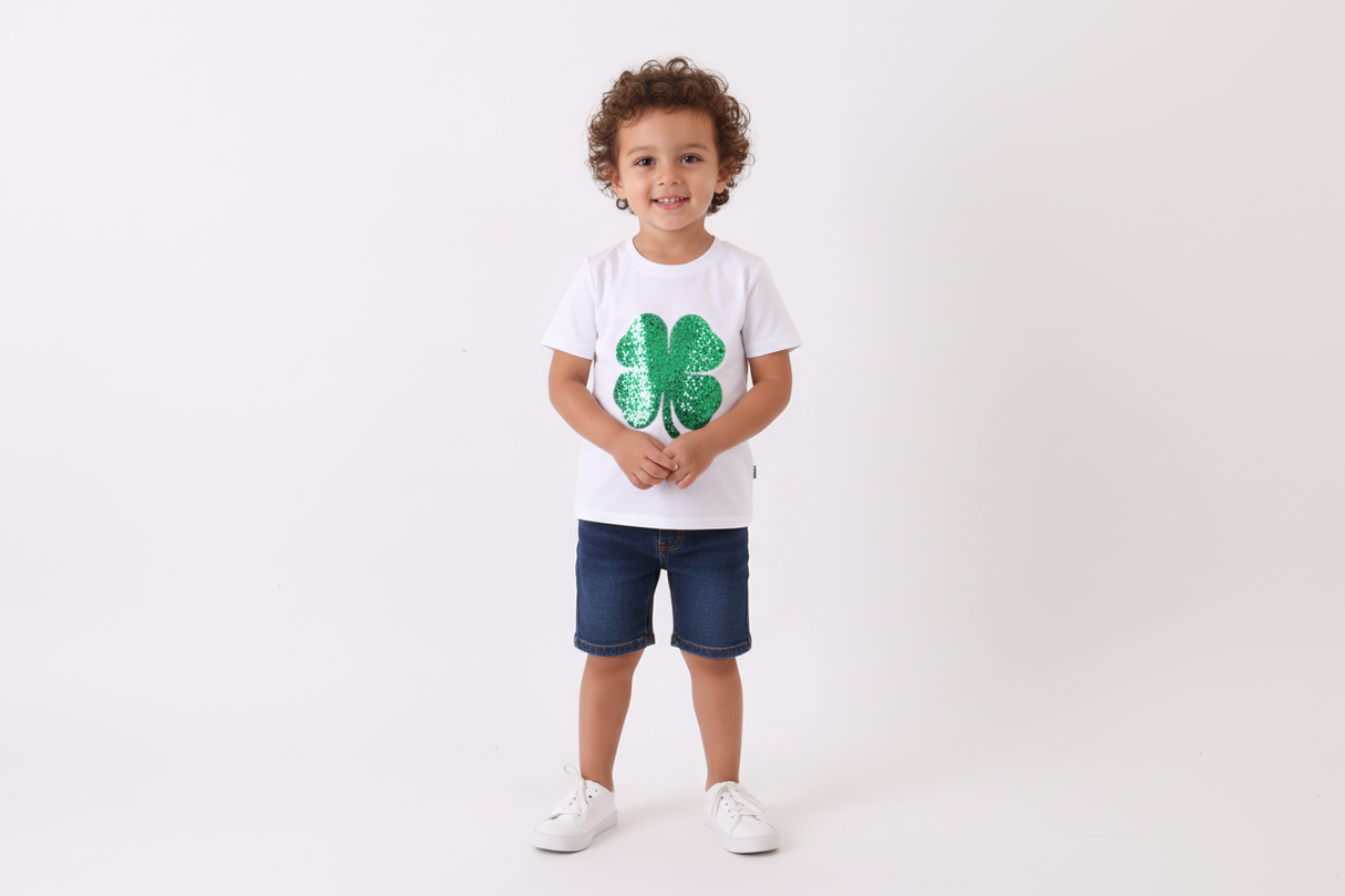 Pink clover glitter top