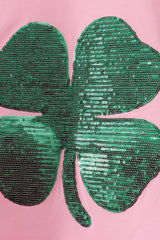 Pink clover glitter mom&me top