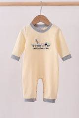 Beige construction embroidery romper