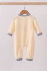 Beige construction embroidery romper