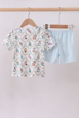 Blue bunny print set