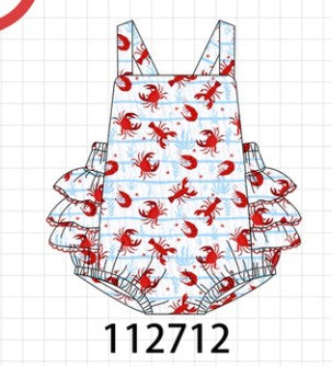 Lobster print muslin ruffle bubble