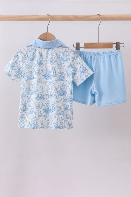 Blue bunny egg shorts set