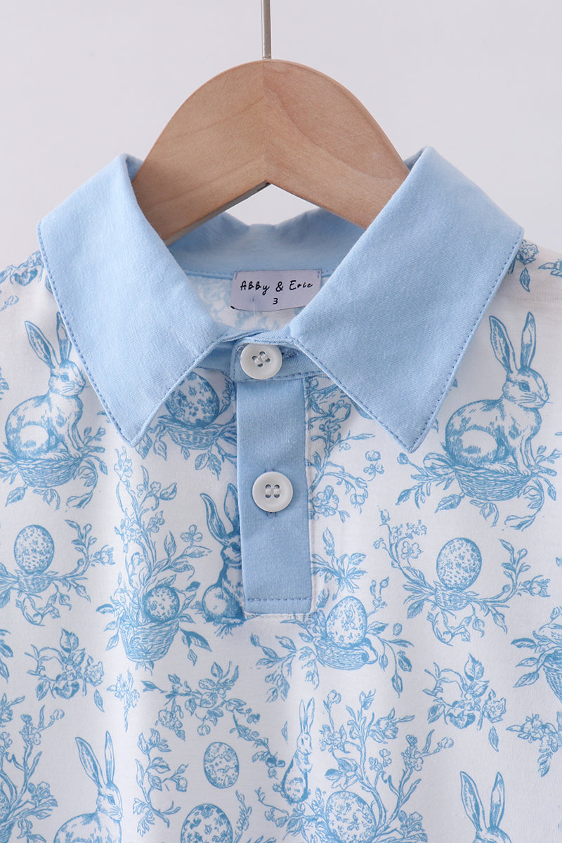 Blue bunny egg shorts set