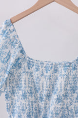 Blue bunny egg smocked women dress