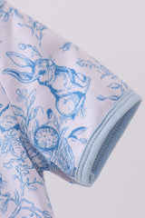 Blue bunny egg bamboo romper