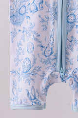 Blue bunny egg bamboo romper