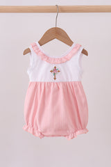 Pink cross jacquard embroidery ruffle bubble