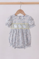 Floral bunny smocked bubble