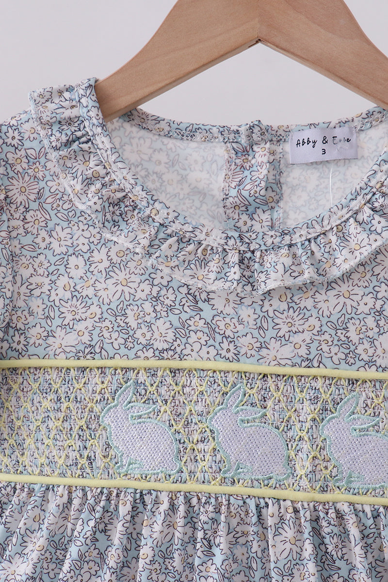 Floral bunny smocked dress