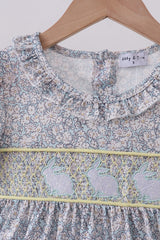 Floral bunny smocked dress