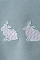 Blue bunny embroidery top