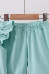 Green bunny applique shorts set