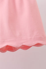 Pink bunny applique ruffle shorts set