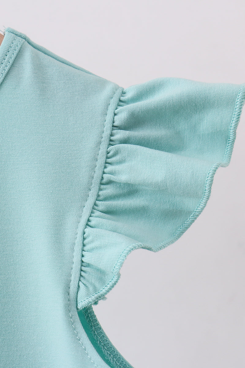 Green bunny applique dress