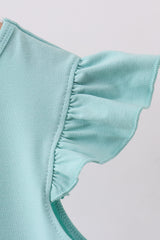 Green bunny applique dress