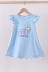 Blue bunny applique ruffle dress