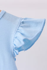 Blue bunny applique ruffle dress