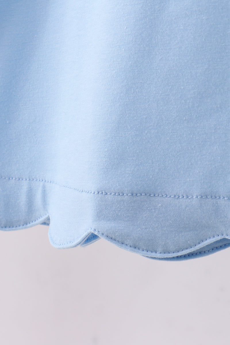 Blue bunny applique ruffle dress