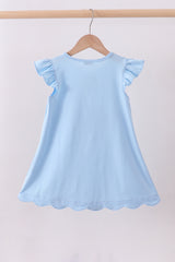 Blue bunny applique ruffle dress