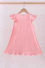Pink bunny applique ruffle dress